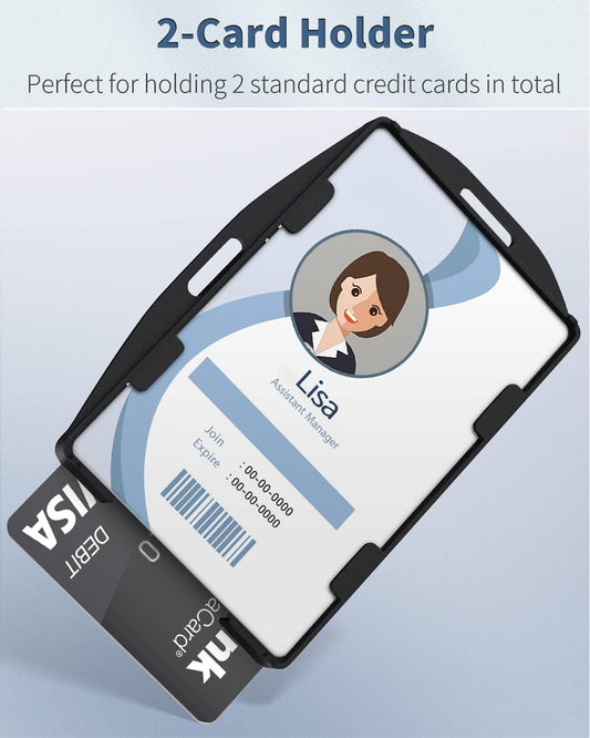 5 Pack Vertical and Horizontal 2-Card Badge Holder Double-Sided Hard Plastic Case with Grippers Fully Exposed V1258-DP02-B-2777