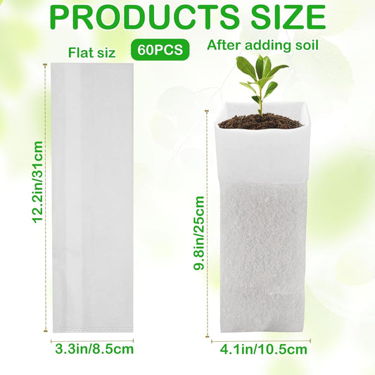 60Pcs Nursery Grow Bags, Biodegradable Non-Woven Fabric Plant Bags, Seedlings Growing Pots for Vegetable V1258-DP02-B-2832