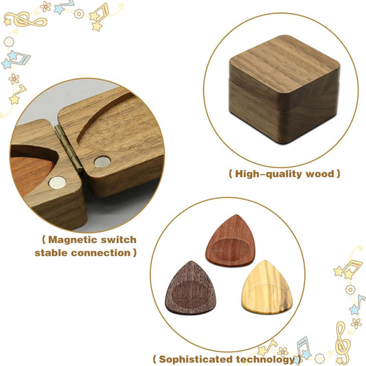 Wood Guitar Picks with Guitar Pick Box, Personalized Guitar Picks Holder, Guitar Pick Case Storage for V1258-DP02-B-2863