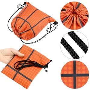 Small Sport Drawstring Bags - 12 Pack Basketball Style Foldable Polyester Backpacks with Adjustable Straps V1258-DP02-B-2896