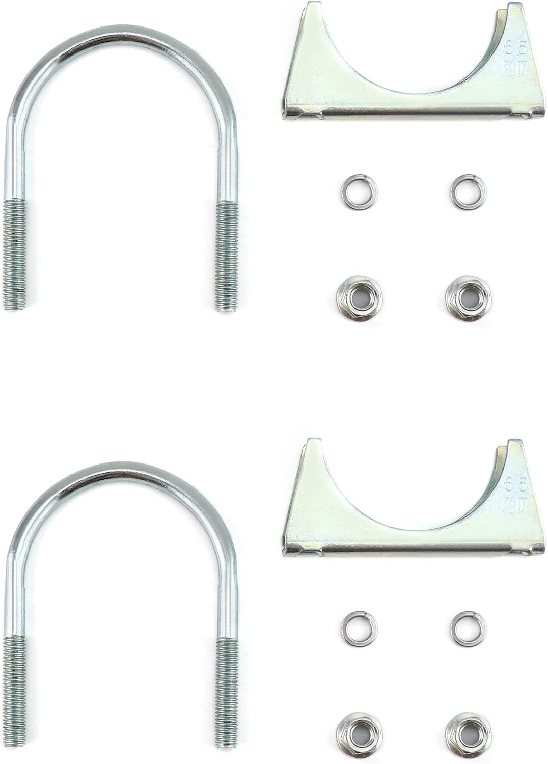U-Bolt Muffler Tip Exhaust Hook, 2 Pack 2-1/2" OD Carbon Steel Universal Silencer Exhaust Clip V1258-DP02-B-2901