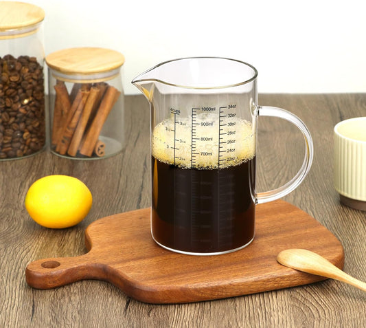 34OZ/1000ML Glass Measuring Cup (Ml/Oz/Cup), 4 Cups Multi-Purpose Kitchen Tool with V-Shaped Spout & Handle V1258-DP02-B-2926