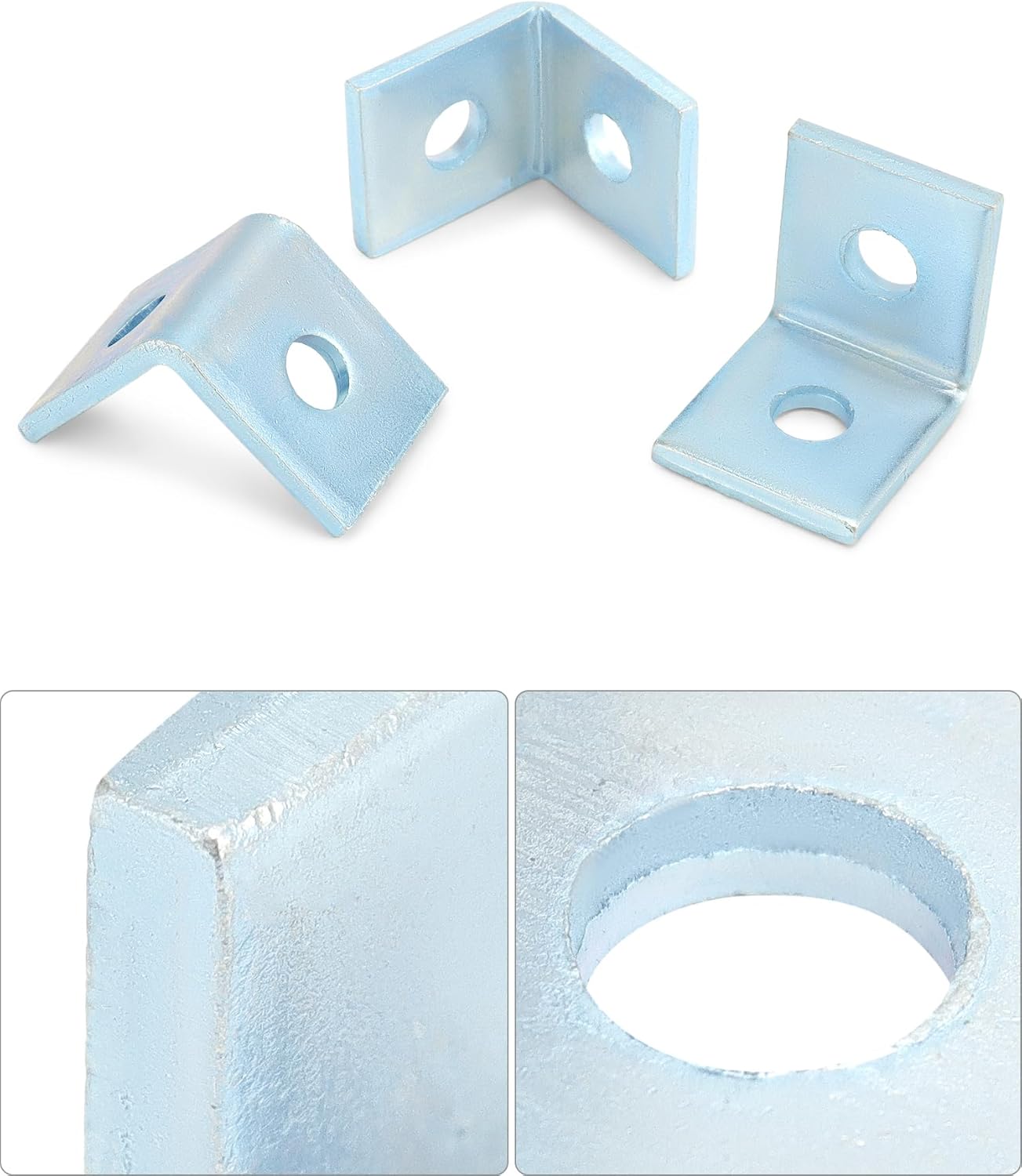 10-Pack Heavy Duty L-Shaped Connector Brackets - 2 Hole, Compatible with All 1-5/8" Strut Channels, 1/2" Bolt V1258-DP02-B-2930
