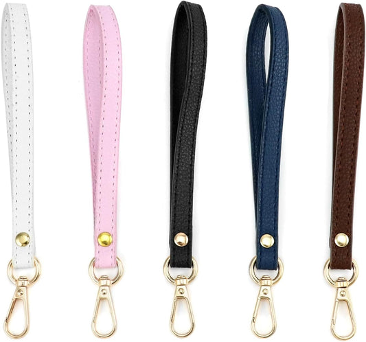 Leather Wristlet Strap, 5 Pcs 20 cm x 1.2 cm Short Purse Strap Genuine Leather Wristlet, Keychain Handle V1258-DP02-B-2943