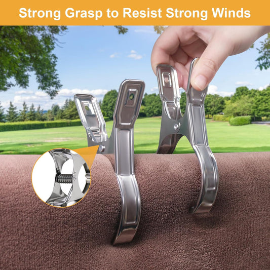 Metal Pool Cover Clips - 10 Pcs Large Beach Towel Chair Clips 5.5 Inch Stainless Steel Clothes Pins Quilt V1258-DP02-B-2991