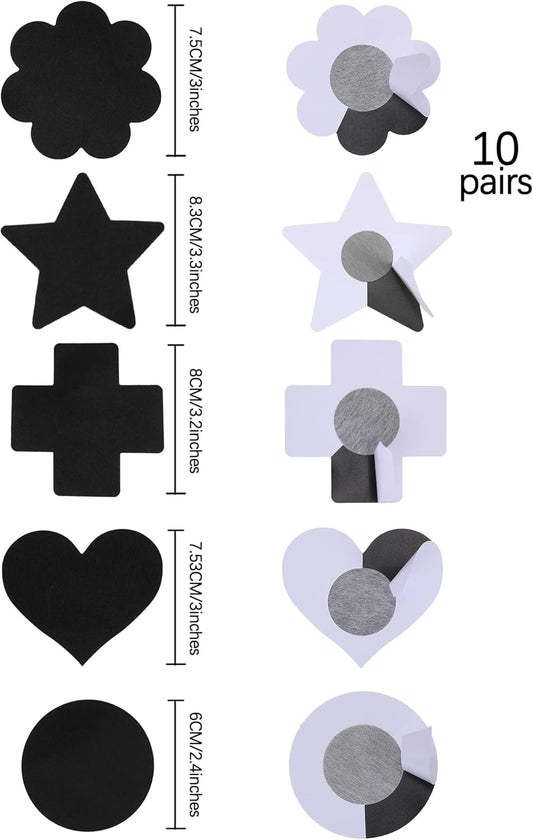 10 Pairs Women Nipple Petals Disposable Bra Pasties Adhesive Round Heart Petals Bra Satin Bra Cover V1258-DP02-B-3014