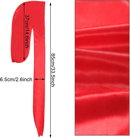 6 Pieces Kids Satin Silk Durag Caps Wave Wide Strap Headwraps Long Tail Turban Beanies for Boys Girls, V1258-DP02-B-3032