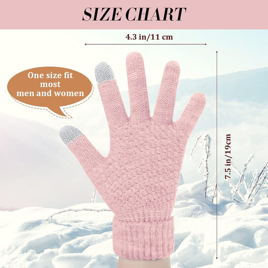 Winter Touchscreen Gloves Warm Knitted Gloves Fleece Lined Gloves Elastic Cuff Winter Texting Gloves for V1258-DP02-B-3042