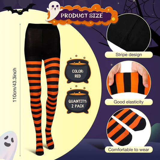 3 Pairs Mardi Gras Striped Tights for Women Elastic Striped Leggings Footed Tights for Mardi Gras Costume V1258-DP02-B-3044