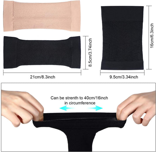 2 Pair Arm Sleeves for Plus Size Women, Slim Upper Arm Compression Shapers Wraps, 1 Pair Calf Compression V1258-DP02-B-3047