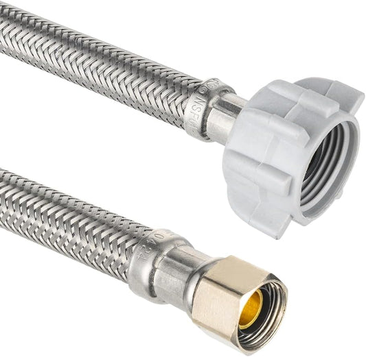 2-Pack 12-inch Toilet Water Supply Connector Line Braided Stainless Steel Hose, 7/8 Female Ballcock Thread x V1258-DP02-B-3069