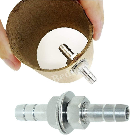 3/8" Hose Barb Thru-Bulk Bulkhead Straight Hex Union Stainless Steel Fitting V1258-DP02-B-3160