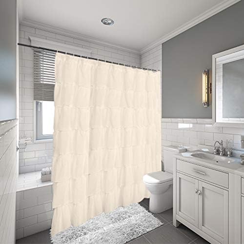 Gypsy Ruffled Shower Curtain, 100% Polyester Fabric Bathroom Drapes - Housewarming Gift - 70 Inch Wide by 72 V1258-DP02-B-318