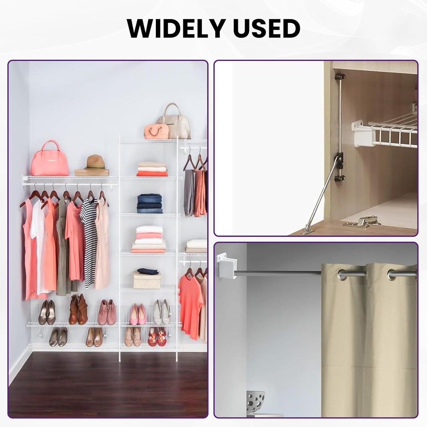 8 Pcs Wire Shelf End Bracket, White Wall Mount Closet Shelves Brackets, Wire Shelf Corner Support Bracket V1258-DP02-B-3268