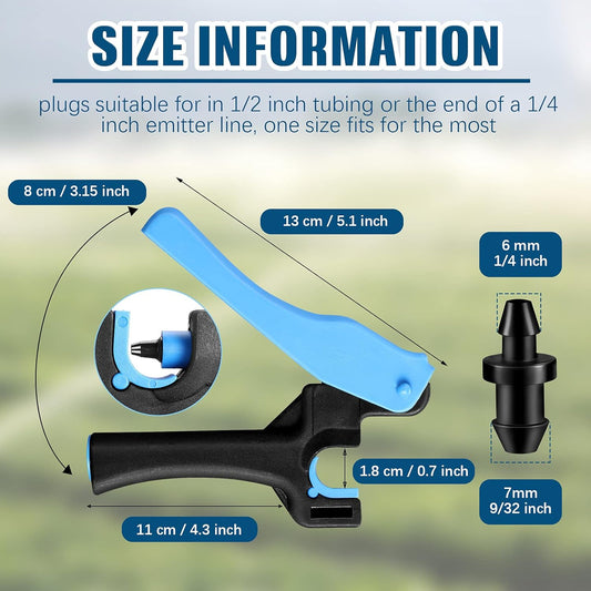 51 Pcs Drip Irrigation Hole Punch Tool Set, Drip Irrigation Punch Tool 50 Pcs 1/4 Inch Goof Plugs for Outdoor V1258-DP02-B-3347