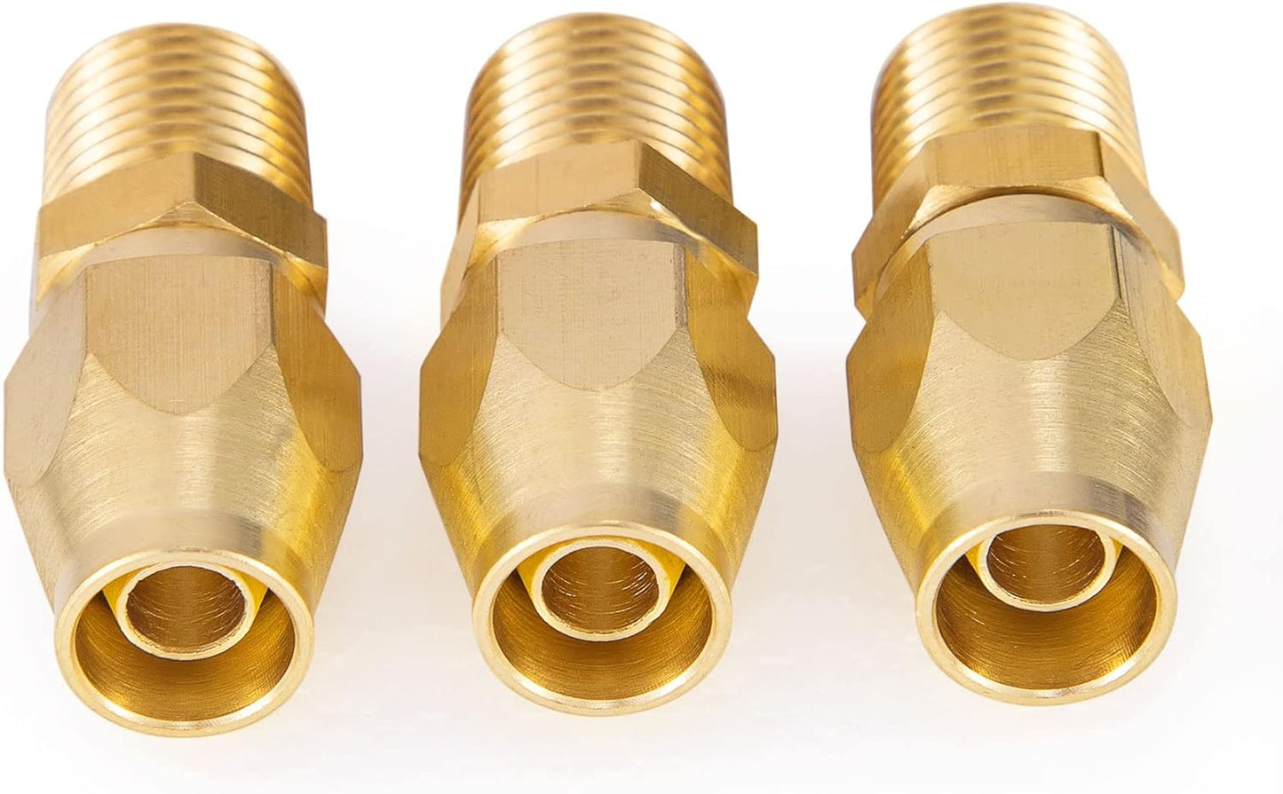 Premium Solid Brass 4PCS Reusable Replacement Fitting For 1/4-Inch ID Hose,1/4-Inch NPT Rigid V1258-DP02-B-3369