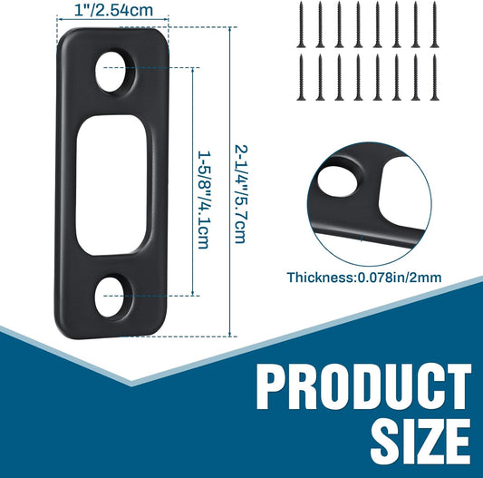 8 Pcs 1" x 2-1/4" Door Deadbolt Strike Plate Carbon Steel Round Corner Door Backplate Heavy Duty Strike Plate V1258-DP02-B-3417