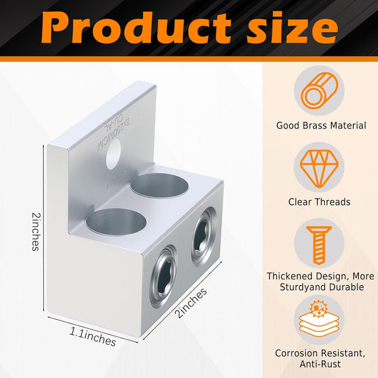 2 Pieces Dual Aluminum Ground Lug Dual Rated Double Wire Barrel Aluminum Mechanical Lug (250 Mcm-6sol) V1258-DP02-B-3421