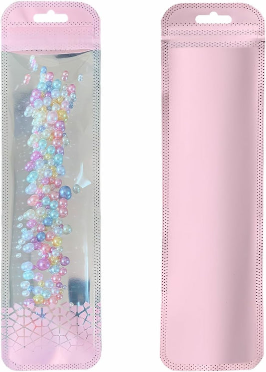 100 Pack Holographic Pen Bags Clear Resealable Bags,Resealable Zipper Pouch Bead Packaging for V1258-DP02-B-3440
