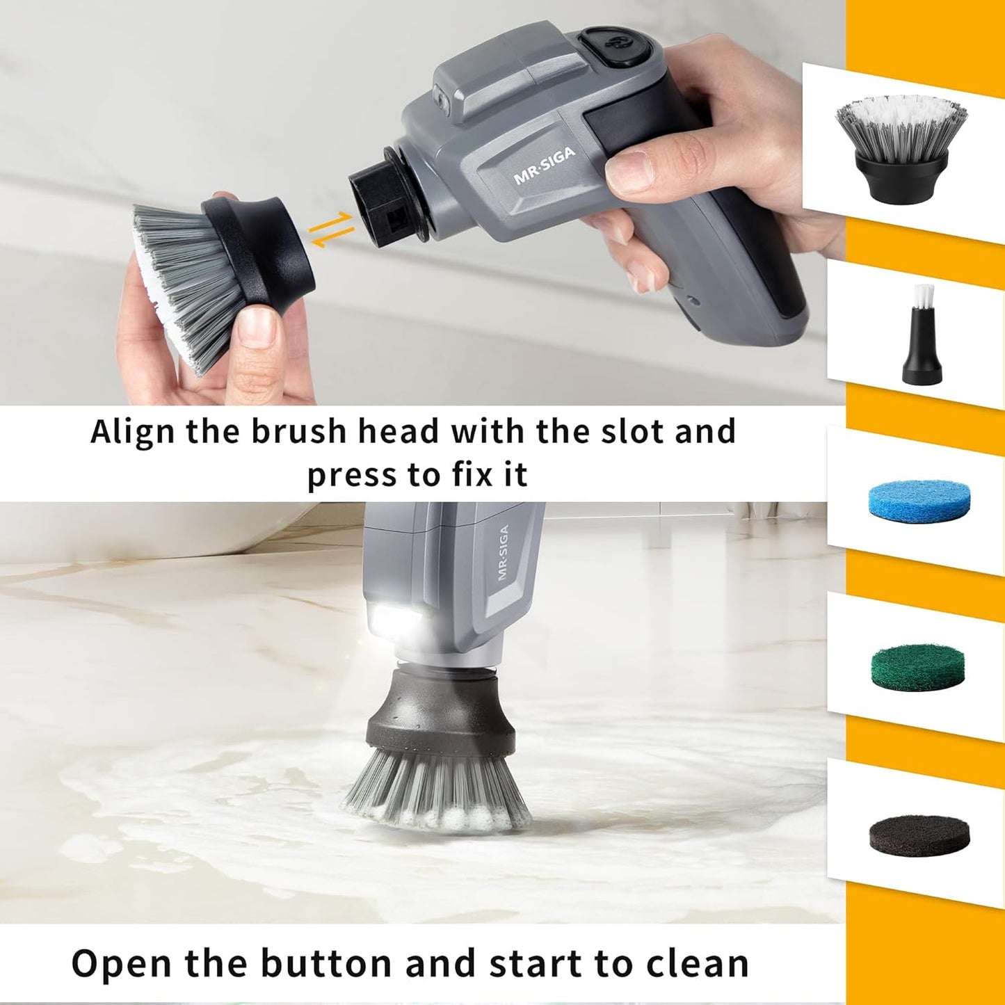 Electric Spin Scrubber Flat Brush Refills, 3 Pack V1258-DP02-B-3466