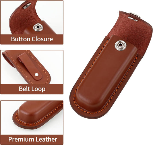Pocket Knife Sheath, 4" Folding Pocket EDC Knife Case, Portable Pouch Knife Leather Holster with Snap Closure V1258-DP02-B-3468