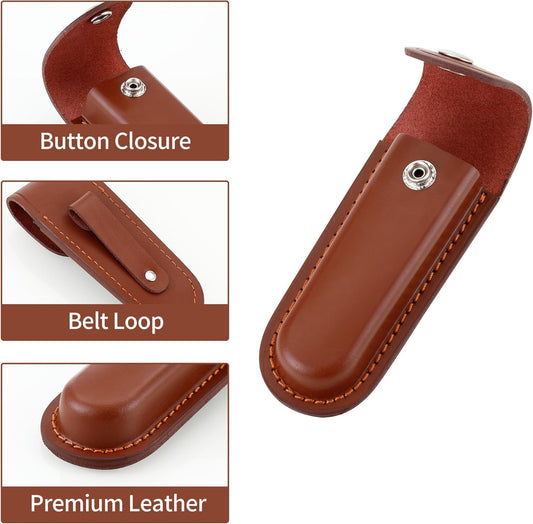Pocket Knife Sheath, 5" Folding Pocket EDC Knife Case, Portable Pouch Knife Leather Holster with Snap Closure V1258-DP02-B-3476