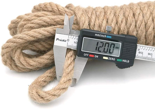 Jute Rope - 1/2 inch, 33 Feet x 12mm Thick, Heavy Duty Strong, Natural, for Crafts, Cat Scratching Post, V1258-DP02-B-3515