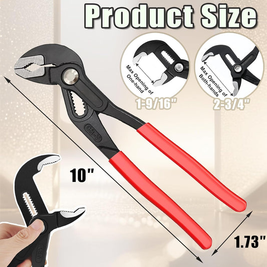 Adjustable Water Pump Pliers 10" Groove Joint Pliers V-Jaw Quick Adjust Tongue and Groove Pliers with V1258-DP02-B-3547