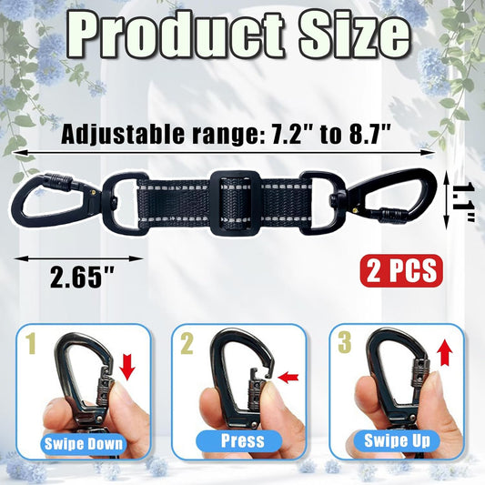 2 Pack Dog Safety Collar Clips Adjustable Collar Backup Clip Connector Reflective Double Ended Clasp Leash V1258-DP02-B-3549