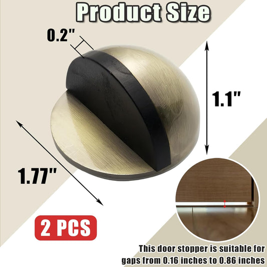 Drill-Free Floor Mounted Door Stoppers 3M Adhesive Self Adhesive Door Stoppers with Black Rubber Bumper Tips V1258-DP02-B-3564