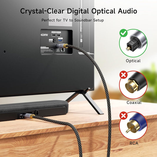 Premium Optical Audio Cable 6ft (Toslink Optical Cable for Soundbar, Digital S/PDIF Cord) - Ideal for Hi-Fi V1258-DP02-B-3596