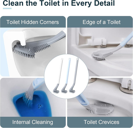 Golf Toilets Brushes, Toilet Cleaning Brush, Flexible Bendable Silicone Long Handled Toilet Brushes, 360 V1258-DP02-B-3645