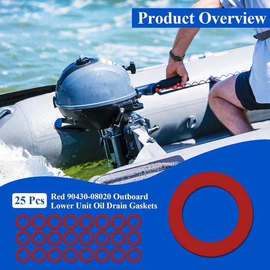 25 Pcs 90430-08020 90430-08003 Outboard Lower Unit Oil Drain Gaskets Compatible with Yamaha 4 Stroke Outboard V1258-DP02-B-3684