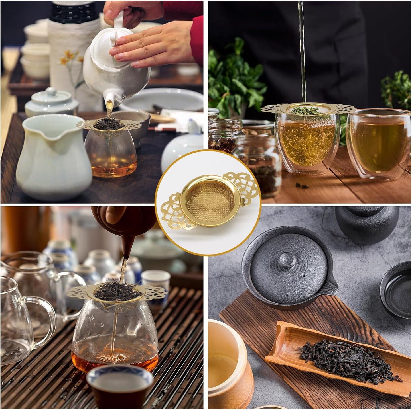2 Pack Tea Strainers with Drip Bowls Stainless Steel Mesh Tea Infusers Loose Leaf Tea Filter with Handles Tea V1258-DP02-B-3747