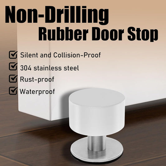 White Door Stops with Extra Stickers, No Drill Heavy Duty Rubber Doorstops,Sound Dampening Door Stopper for V1258-DP02-B-3761
