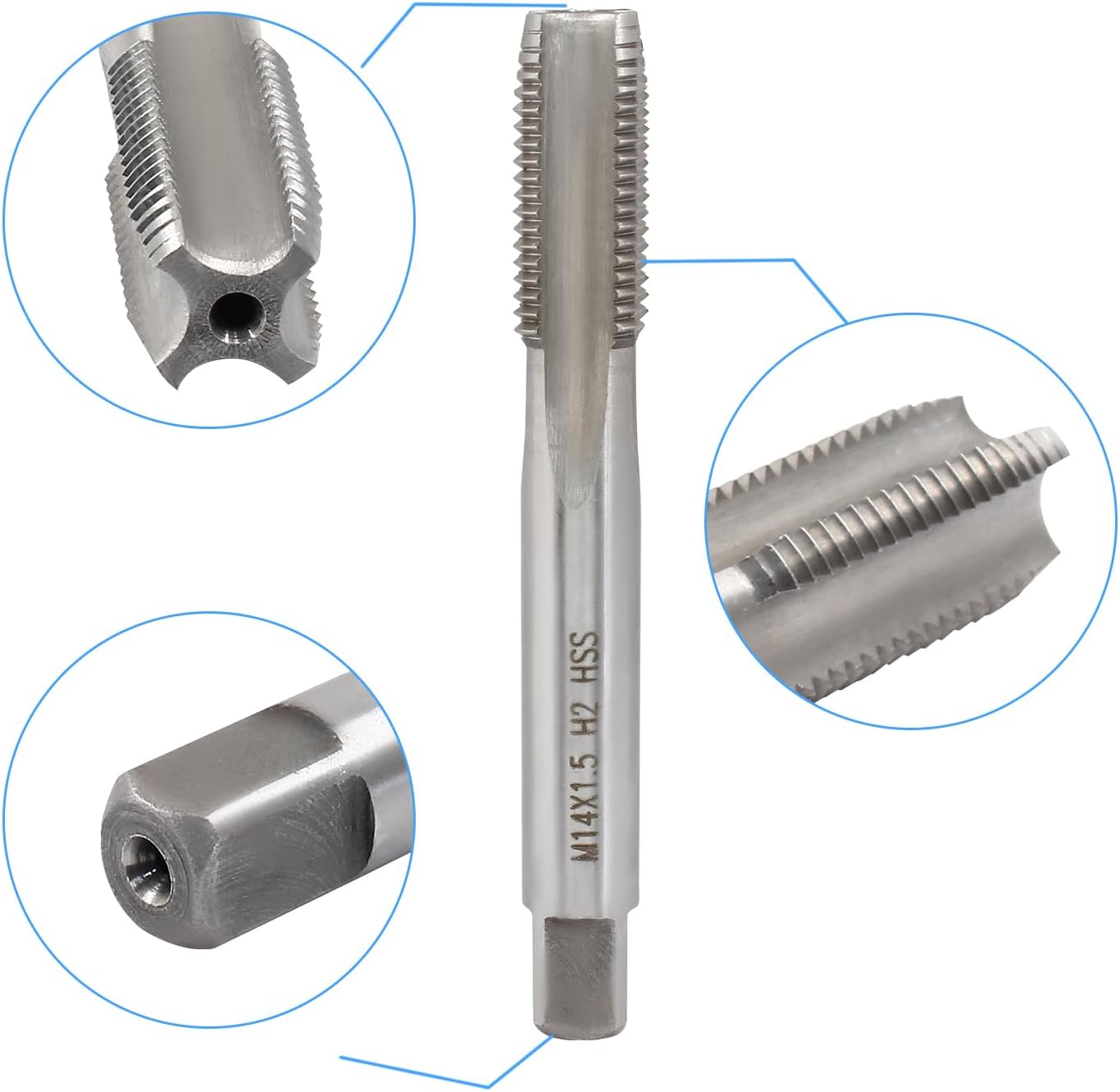 M14 x 1.5 HSS Metric Thread Tap and Die Set, Right Hand Machine Thread Tap and Round Die V1258-DP02-B-3780