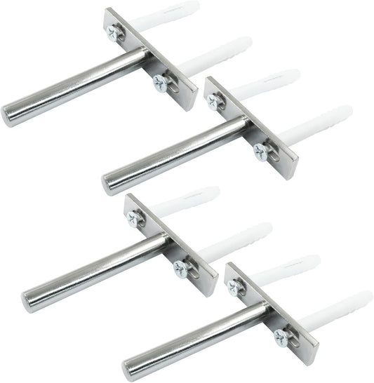 4 Pcs Hidden Floating Shelf Brackets, 3 Inch, Silver, Steel, Wall Mount, Screws and Wall Plugs Included V1258-DP02-B-3825