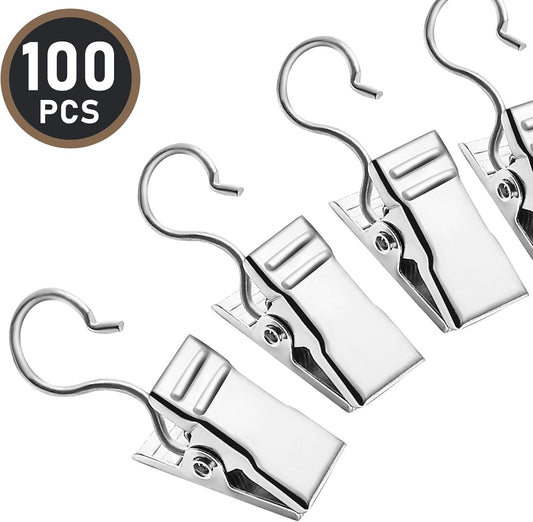 Small Hanging Clip for Curtains - 100 Pack Camper Awning Lights Clips with Light Hanger Hooks, Best for Camp V1258-DP02-B-3844