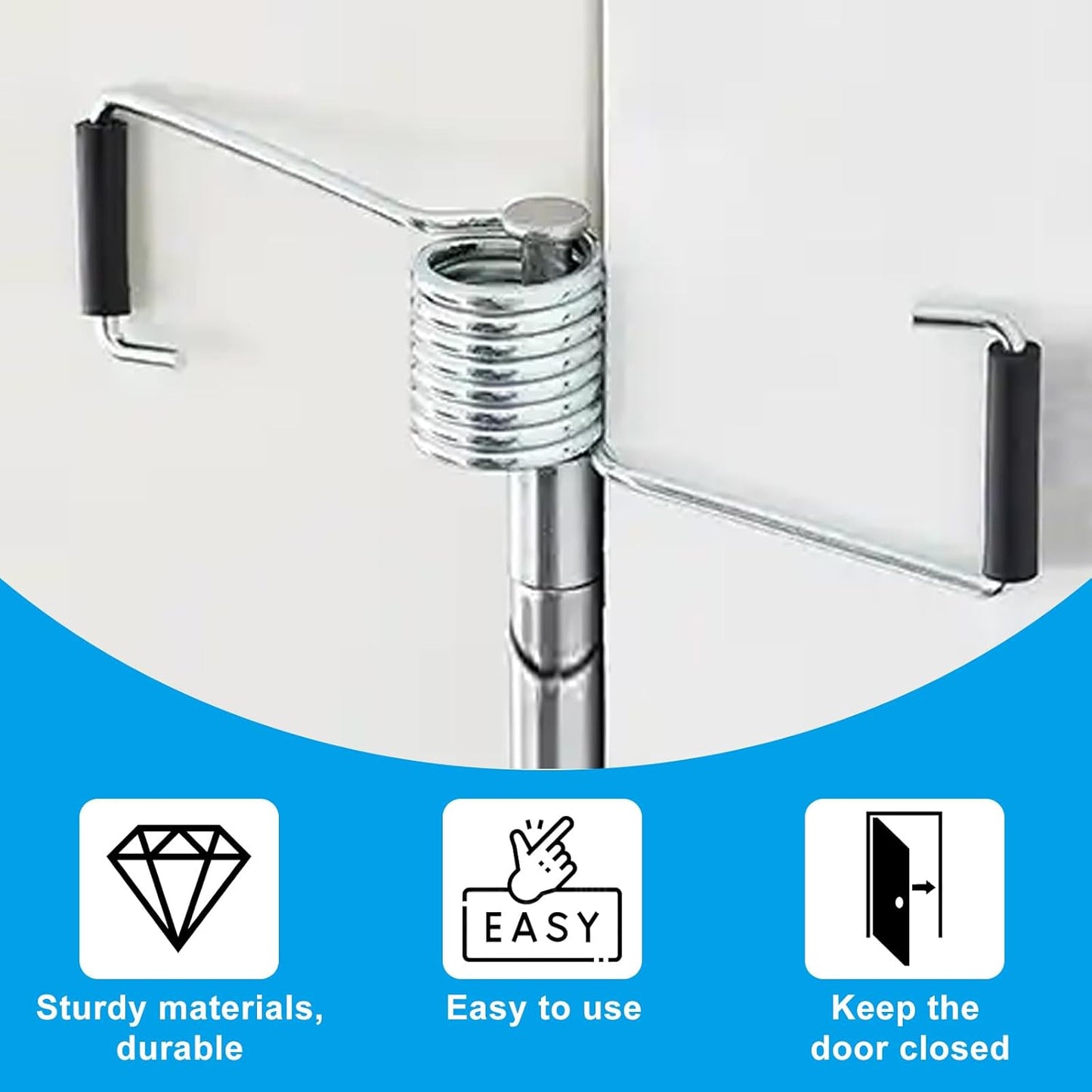 4 Pack Spring Door Closer, Automatic Self-Closing Door Hinge with Rubber Bumper for Cabinet, Closet and V1258-DP02-B-3869