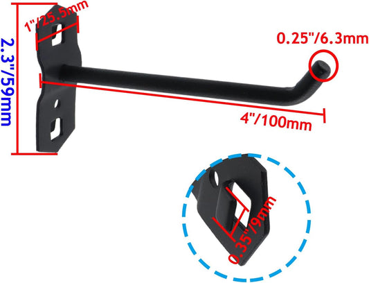 Pegboard Hooks Heavy Duty Metal Steel 3/8" Square Hole Peg Hooks Suitbale for 1.5" Spaced Pegboards Garage V1258-DP02-B-3902