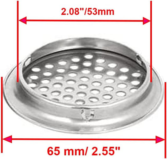 20pcs Soffit Vents 2.08" Mounting Dia Stainless Steel Round Air Vent Louver for Cabinet Bathroom Office V1258-DP02-B-3905