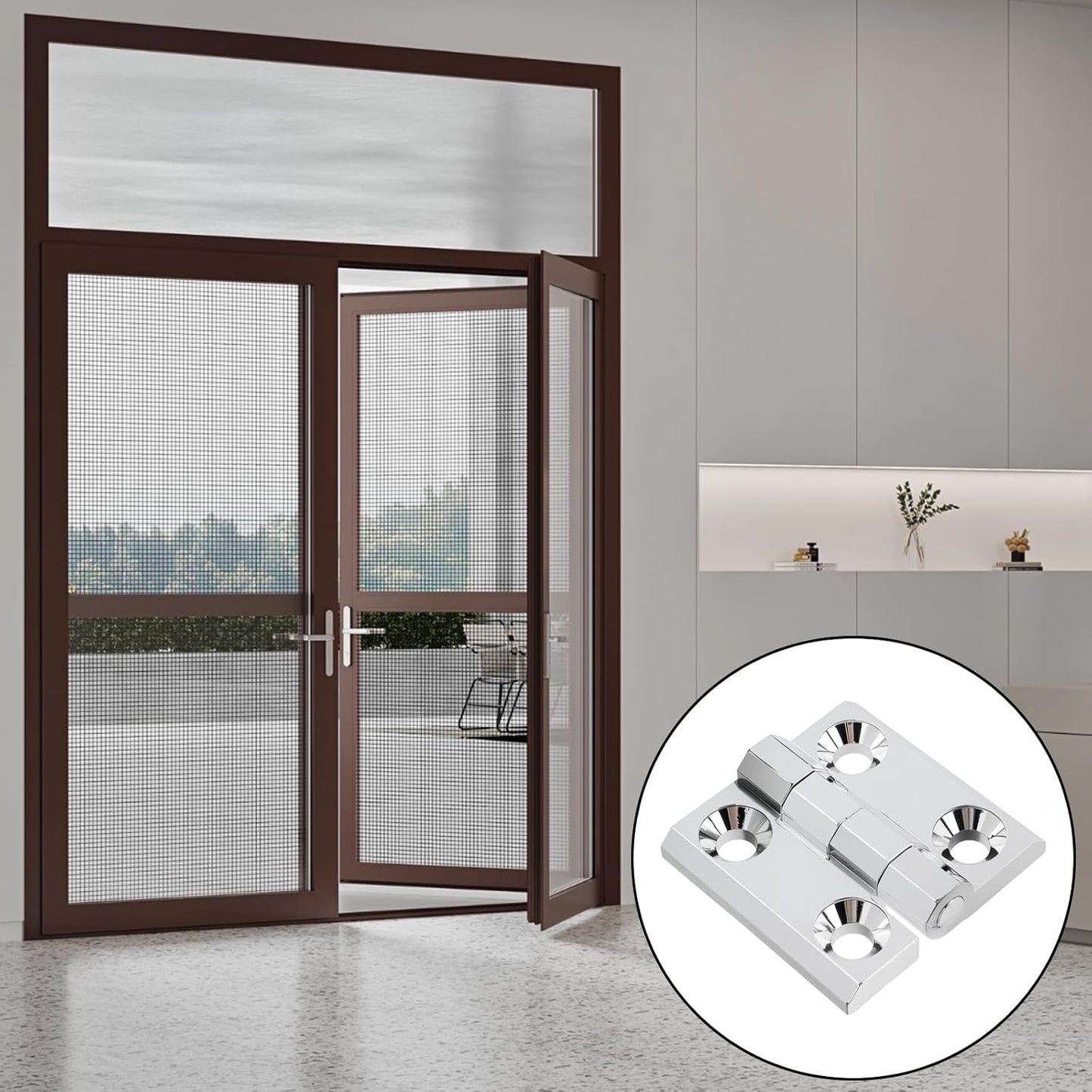 Butt Hinge Zinc Alloy Door Hinge Polished Chrom Silver Residential Bed Room Hinge for Doors Hardware 2.36" x V1258-DP02-B-3935
