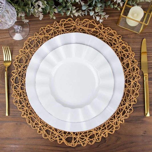 Efavormart 6 Pack 15" Natural Metallic String Round Placemats for Wedding Events Birthday Party V1258-DP02-B-3946