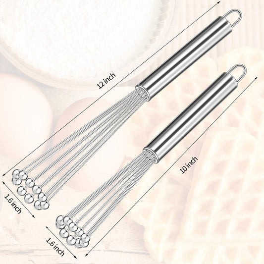 2 Pieces Stainless Steel Ball Whisk Wire Egg Whisk Set Kitchen for Cooking, Blending, Whisking, Beating, V1258-DP02-B-3999