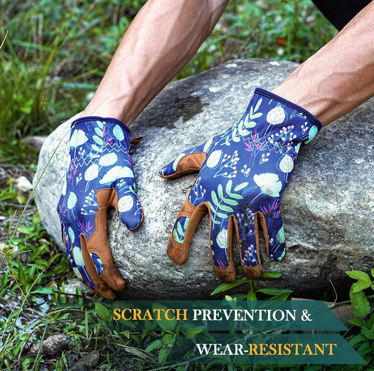 Gardening Gloves for Women, Breathable leather Garden Gloves with Grip, Thorn-Proof Puncture-Resistant Work V1258-DP02-B-401