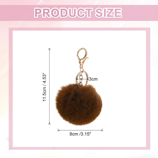 Pom Pom Keychain, Faux Rabbit Fur Puff Ball for Women Purse V1258-DP02-B-4043