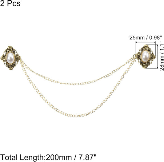 2pcs Sweater Clips Vintage Cardigan Collar Clips with Chain Shirt Clips Shawl Clips Clothes Clip for V1258-DP02-B-4048