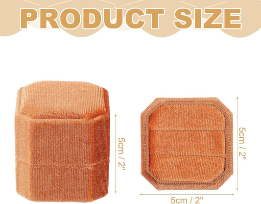 Velvet Ring Box, 2 Slot Square Wedding Ring Display Holder Box Jewelry Ring Gift Case for Wedding Ceremony V1258-DP02-B-4054