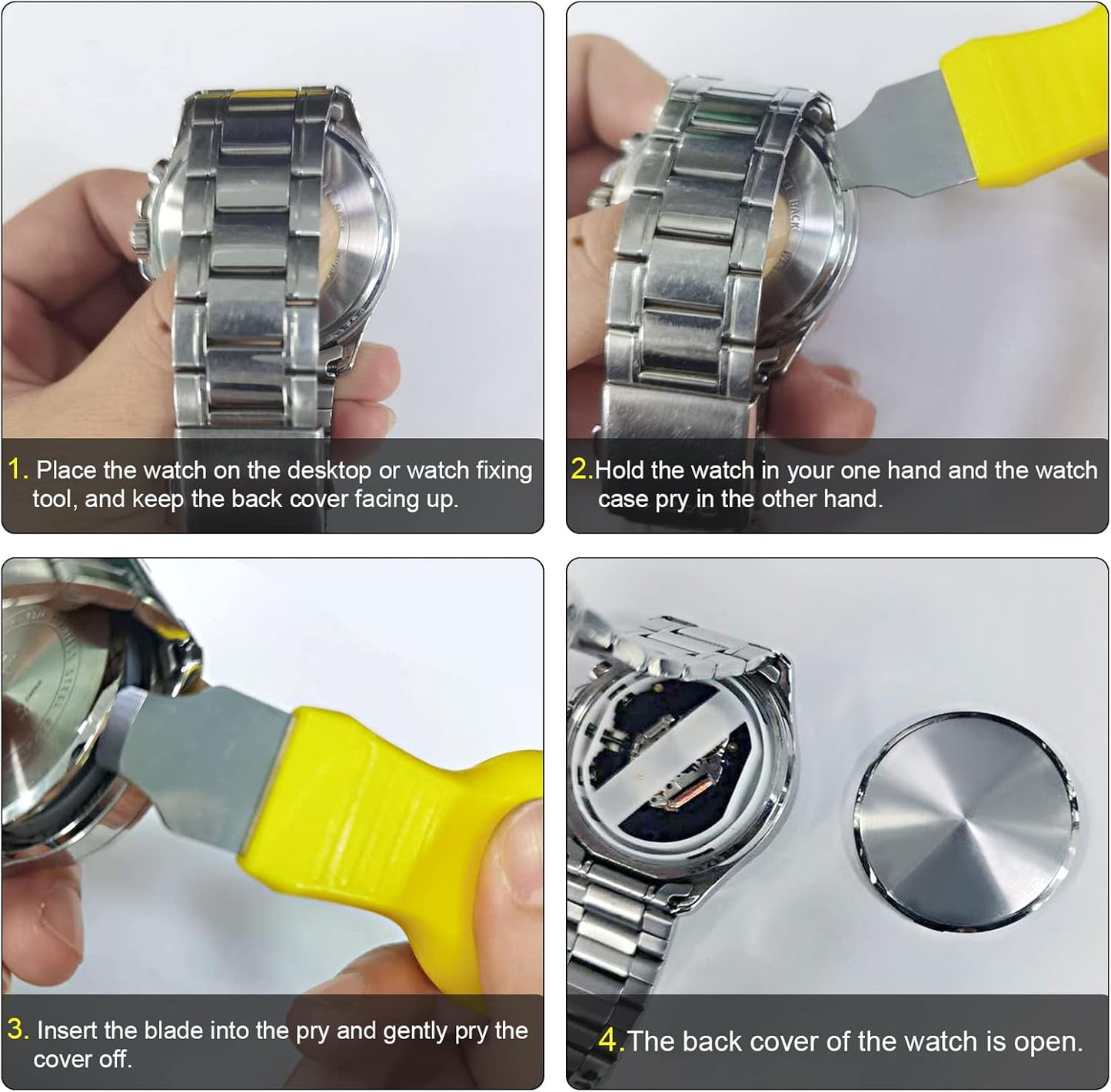 Watch Back Cover Opener, Case Remover Tool, 5mm Width Pry Bar ABS Handle Battery Remover Repair Replacing V1258-DP02-B-4056