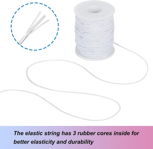 White Elastic String, 328 Feet 1mm Stretchy Bracelet String Bead Cord for Bracelets, Necklaces, Jewelry V1258-DP02-B-406